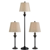 3-Piece Floor Lamp and Table Desk Lamp Set in Black