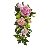 24 Inch Peony And Hydrangea Teardrop Floral Arrangement