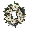 22" Magnolia Floral Wreath by Nearly Natural