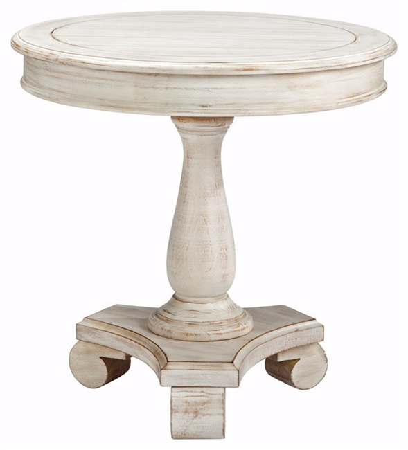 Ashley Furniture Round Cottage Accent Table Chipped White