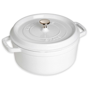 Staub Cast Iron 7-qt Round Cocotte - White