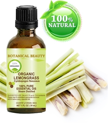 Botanical Beauty ORGANIC LEMONGRASS ESSENTIAL OIL