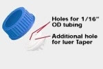 Bottle Cap for GL-45, 1L Bottles, for 1/16" OD tubing, BLUE