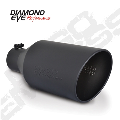 Diamond Eye 4718BRA-DEBK 7" Bolt-On Rolled End Angle Cut Black Exhaust Tip