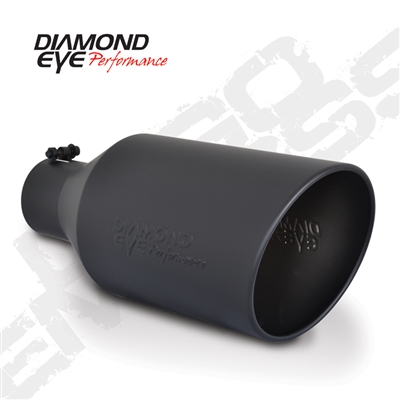Diamond Eye 4818BRA-DEBK 8" Bolt-On Rolled End Angle Cut Black Exhaust Tip