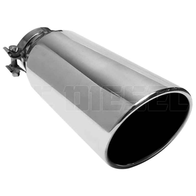 MagnaFlow 35214 5" Clamp On Round Single Wall Rolled Edge Angle Cut Exhaust Tip