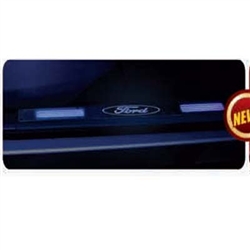 Recon 264121RFD Illuminated Door Sill 1999-2012 Ford Superduty Brushed Aluminum Blue Electroluminescence