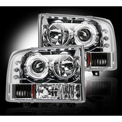 Recon 264192CL Projector Headlight Clear 1999-2004 Ford Superduty, Excursion with LED Halo & DRL