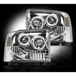 Recon 264193CL Projector Headlight Clear 2005-2007 Ford Superduty, Excursion with LED Halo & DRL
