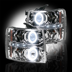 Recon 264195CLCC Projector Headlight Clear 2007-2012 Chevy Silverado with CCFL Halo & DRL