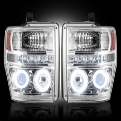 Recon 264196CLCC Projector Headlight Clear 2008-2010 Ford Superduty with CCFL Halo & DRL