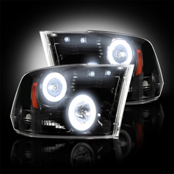 Recon 264270BKCC Projector Headlight Clear 2009-2013 Dodge Ram 1500/2500/3500 with CCLF Halo & DRL