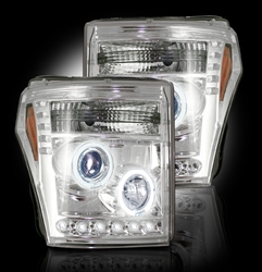 Recon 264272CL Projector Headlight Clear 2011-2013 Ford Superduty w LED Halo & DLR