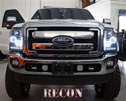 Recon 264272CLCC Projector Headlight Clear 2011-2013 Ford Superduty w CCFL Halo & DLR