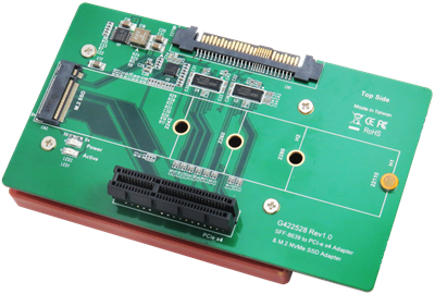 NVMe external adapter U.2 (SFF-8639) to NVMe M.2 and PCIE x4 slot