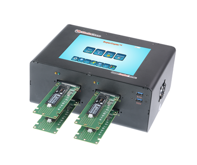 SuperCopier IT 8" 4 NVMe -  Touchscreen color LCD display, 4 NVMe ports, 8 USB3.0 ports, 1 e-SATA ports, TB 3.0 /USB3.1 port drive duplicator
