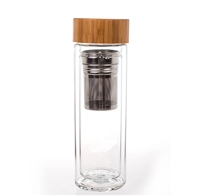 glass bamboo tea infuser bottle