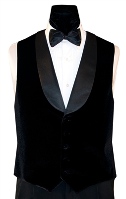 Velvet Vest with Black Satin Lapel & Bow Tie