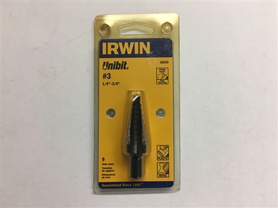 Irwin I-10233 Unbit #3 1/4" to 3/4" Step-Drill Bit, 3/8-Inch Shank