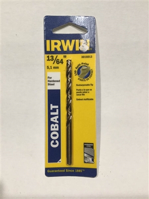 Irwin 3016013 13/64" Drill Bit, Cobalt 135 Deg. Split Point