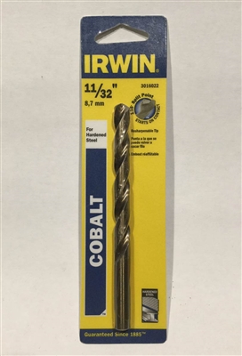 Irwin 3016022 11/32" Drill Bit, Cobalt 135 Deg. Split Point