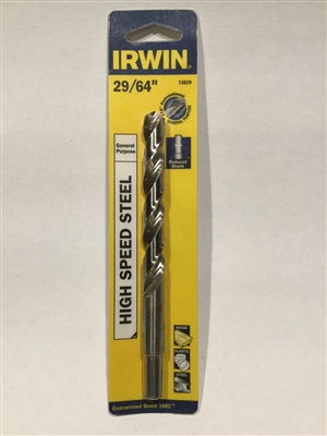 Irwin 73829 29/64" Drill Bit, High Speed Steel 118 Degree