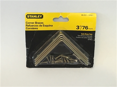 Stanley Hardware 802221 3" Satin Brass Corner Braces 4-ct