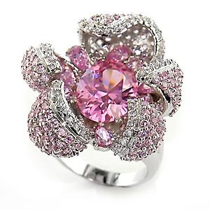 80316 Pink Floral Cocktail Ring