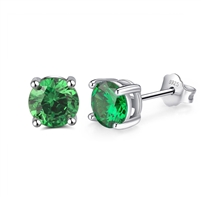 EE084G GREEN STERLING SILVER STUDS