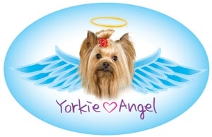 Yorkie Angel Oval Magnet - A54