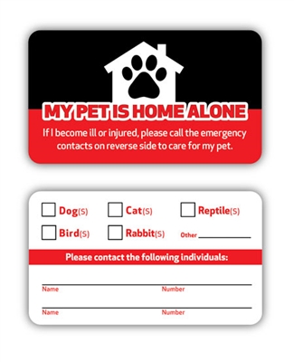 Emergency Pet Card - Made in the USA