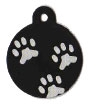 Black Paw Prints Pet Tag - Large Circle