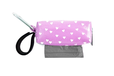 Doggie Walk Bags - Lilac with White Hearts Square Duffel