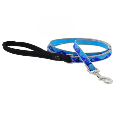 Lupine High Lights 1/2" Blue Paws 6' Padded Handle Leash