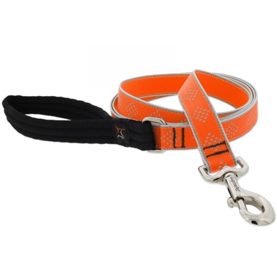 Lupine High Lights 1" Orange Diamond 4' Padded Handle Leash