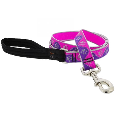 Lupine High Lights 1" Pink Paws 4' Padded Handle Leash