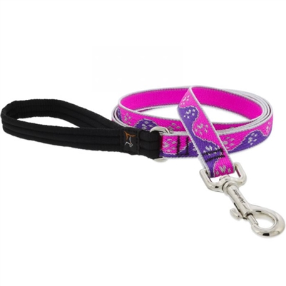 Lupine High Lights 3/4" Pink Paws 6' Padded Handle Leash