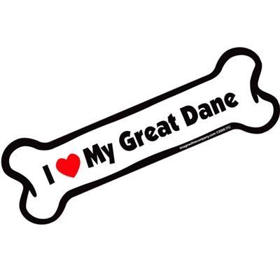 I Love My Great Dane Bone Magnet