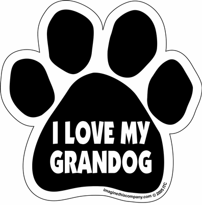 I Love My Grandog Paw Magnet