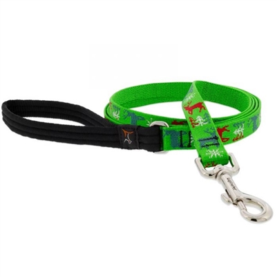 Lupine 3/4" Happy Holidays Green 4' Padded Handle Leash