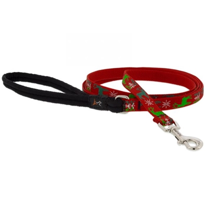 Lupine 1/2" Happy Holidays Red 4' Padded Handle Leash
