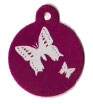 Pink Butterflies Pet Tag - Large Circle