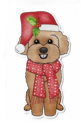 Poodle 3 Christmas Sticker