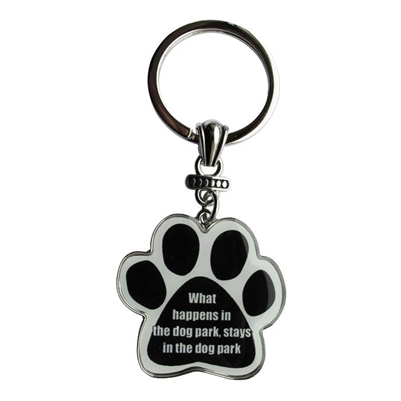 What Happens in the Dog Park stays in the Dog Park Paw Keychains Stainless Steel & Enamel