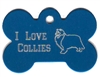 I Love Collies Bone Pet Tag