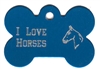 I Love Horses Bone Pet Tag