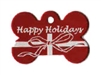 Red Happy Holidays Pet Tag - Large Bone