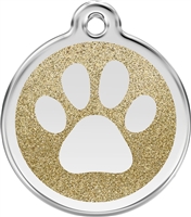 Red Dingo Large Glitter Paw Print Tag - 7 Colors