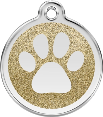 Red Dingo Large Glitter Paw Print Tag - 7 Colors