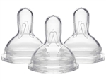 Medela Slow Flow Bottle Nipples Wide Base, 0-4 Months - 3 Pack